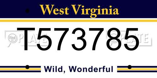 T573785 West Virginia License Plate