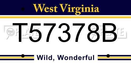 T57378B West Virginia License Plate