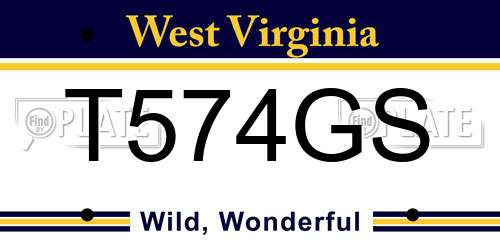T574GS West Virginia License Plate