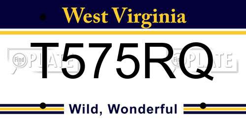 T575RQ West Virginia License Plate