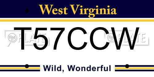 T57CCW West Virginia License Plate