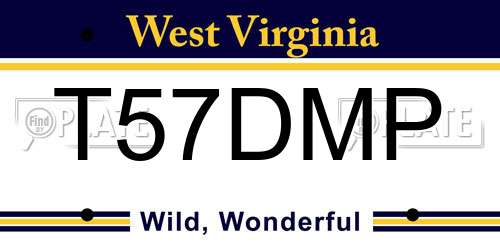 T57DMP West Virginia License Plate