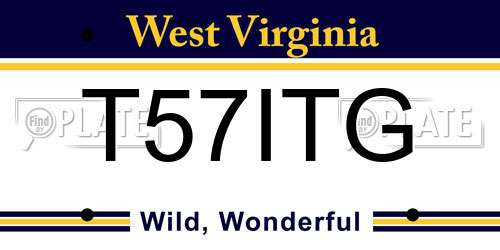 T57ITG West Virginia License Plate