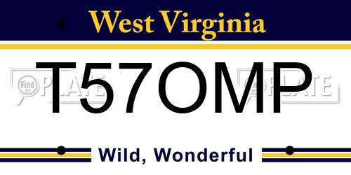 T57OMP West Virginia License Plate