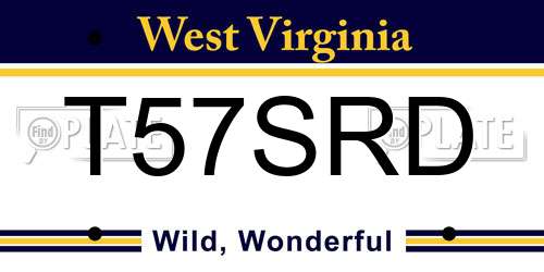 T57SRD West Virginia License Plate