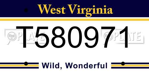 T580971 West Virginia License Plate