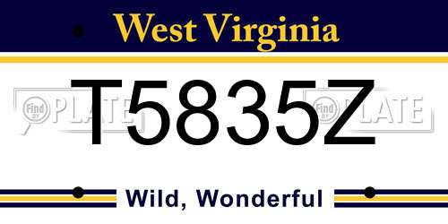 T5835Z West Virginia License Plate