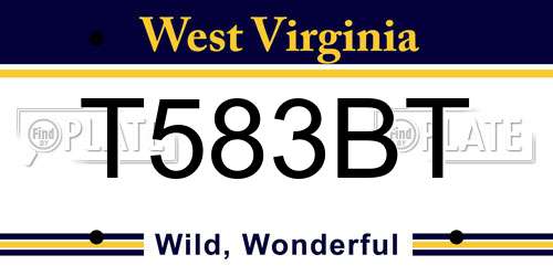 T583BT West Virginia License Plate