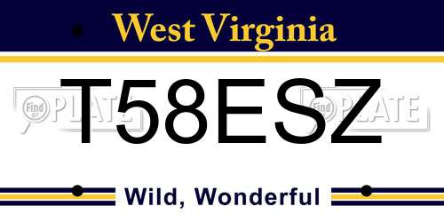 T58ESZ West Virginia License Plate