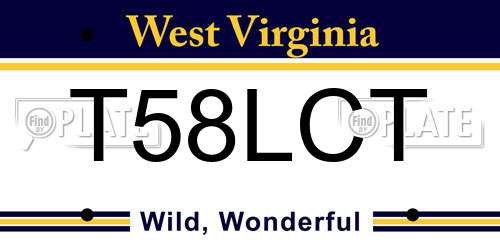 T58LCT West Virginia License Plate