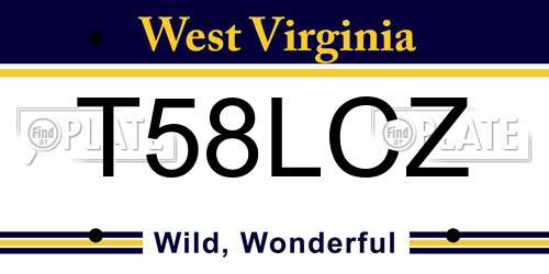 T58LCZ West Virginia License Plate