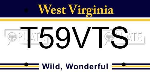 T59VTS West Virginia License Plate