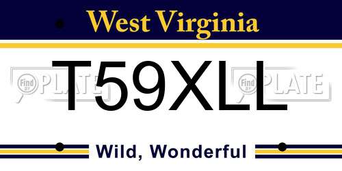 T59XLL West Virginia License Plate