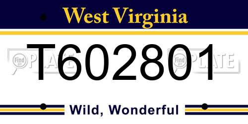 T602801 West Virginia License Plate
