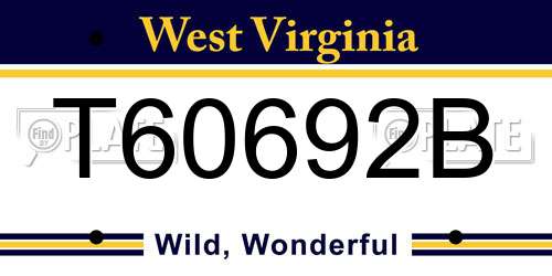 T60692B West Virginia License Plate
