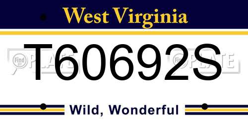 T60692S West Virginia License Plate