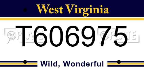 T606975 West Virginia License Plate