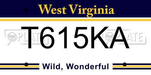 T615KA West Virginia License Plate