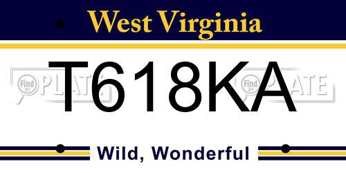 T618KA West Virginia License Plate
