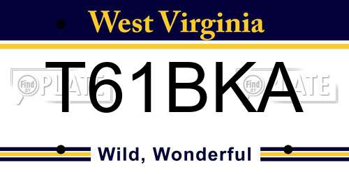 T61BKA West Virginia License Plate