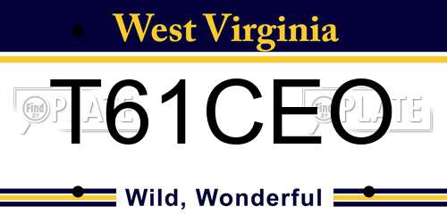 T61CEO West Virginia License Plate