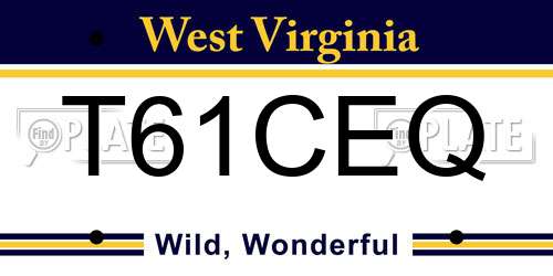 T61CEQ West Virginia License Plate