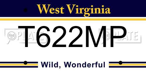 T622MP West Virginia License Plate