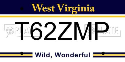 T62ZMP West Virginia License Plate