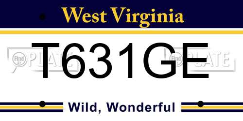 T631GE West Virginia License Plate
