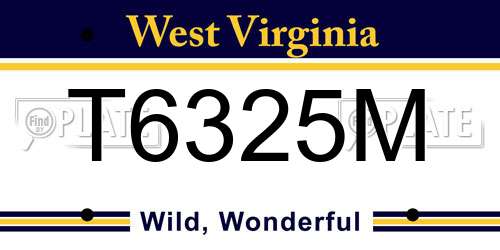 T6325M West Virginia License Plate