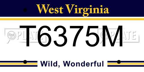 T6375M West Virginia License Plate
