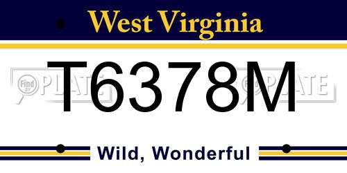 T6378M West Virginia License Plate