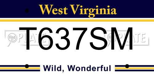 T637SM West Virginia License Plate