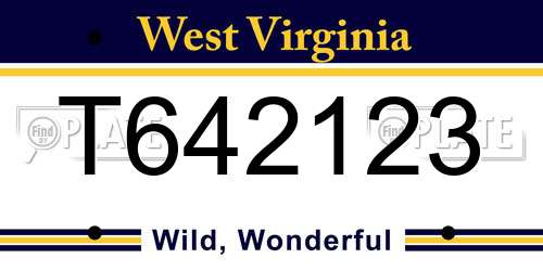 T642123 West Virginia License Plate