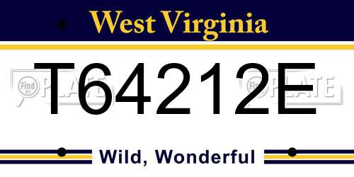 T64212E West Virginia License Plate
