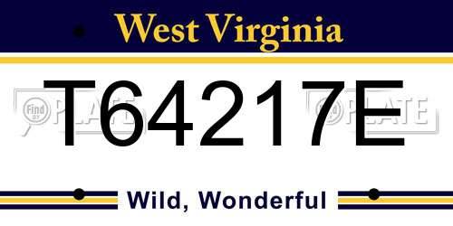 T64217E West Virginia License Plate