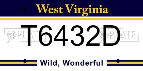 T6432D West Virginia License Plate