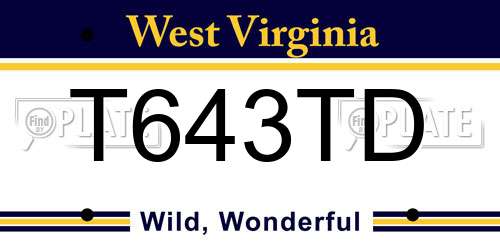 T643TD West Virginia License Plate