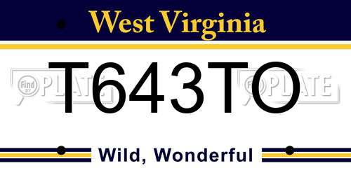 T643TO West Virginia License Plate