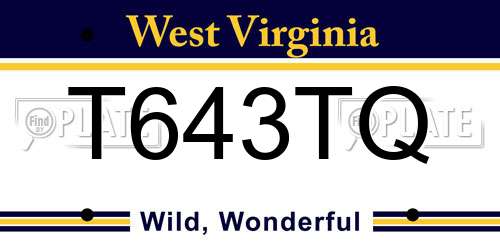 T643TQ West Virginia License Plate