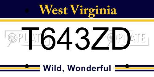 T643ZD West Virginia License Plate