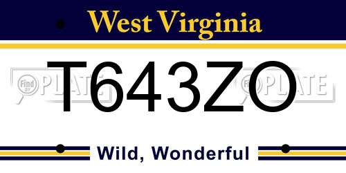 T643ZO West Virginia License Plate