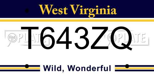 T643ZQ West Virginia License Plate