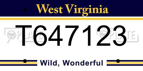 T647123 West Virginia License Plate