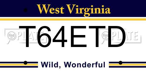 T64ETD West Virginia License Plate