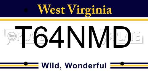 T64NMD West Virginia License Plate