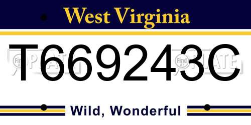 T669243C West Virginia License Plate