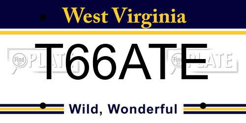 T66ATE West Virginia License Plate