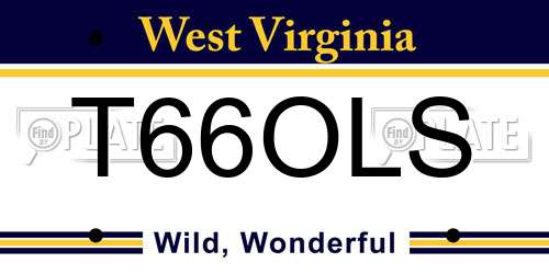 T66OLS West Virginia License Plate