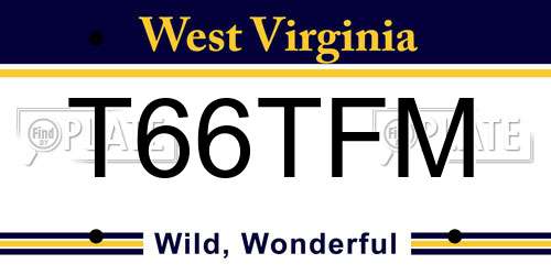T66TFM West Virginia License Plate